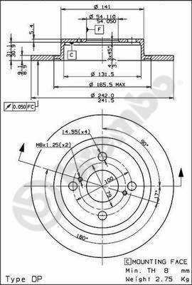 BREMBO brake disc 08.9180.10, set of 2 - Brake Disc