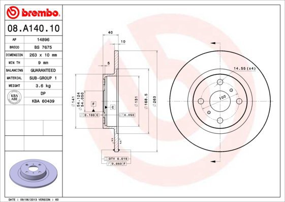 BREMBO brake disc 08. A140.10, set of 2 - Brake Disc