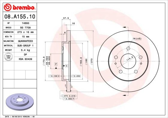 BREMBO brake disc 08. A155.10, set of 2 - Brake Disc