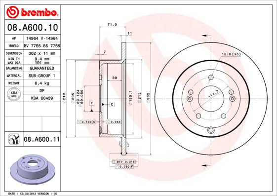 BREMBO brake disc 08. A600.11, set of 2 - Brake Disc