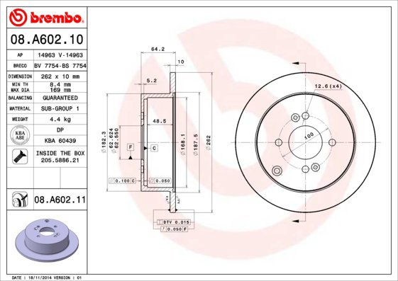 BREMBO brake disc 08. A602.10, set of 2 - Brake Disc