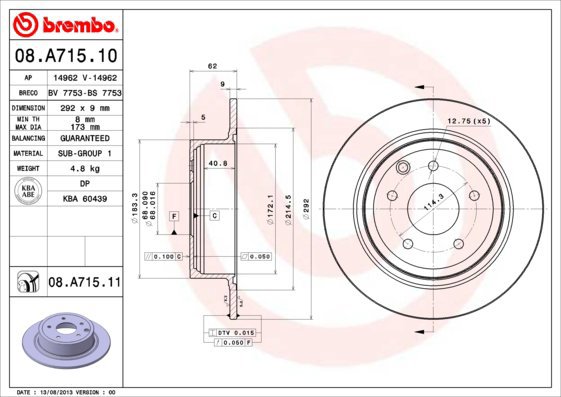 BREMBO brake disc 08. A715.11, set of 2 - Brake Disc