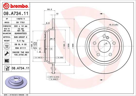 BREMBO brake disc 08. A734.11, set of 2 - Brake Disc