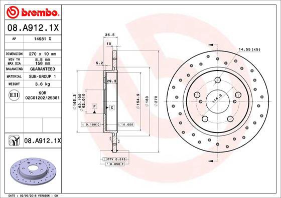 BREMBO brake disc 08. A912.1X, set of 2 - Brake Disc
