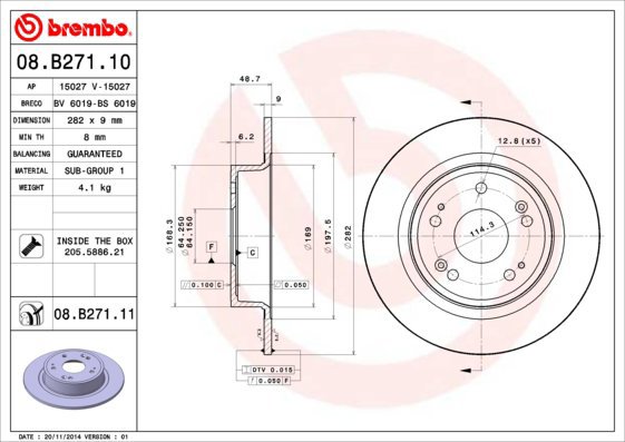 BREMBO brake disc 08. B271.10, set of 2 - Brake Disc