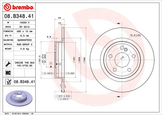 BREMBO brake disc 08. B348.41, set of 2 - Brake Disc