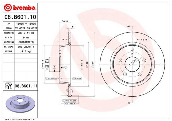 BREMBO brake disc 08. B601.10, set of 2 - Brake Disc