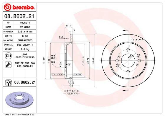 BREMBO brake disc 08. B602.21, set of 2 - Brake Disc