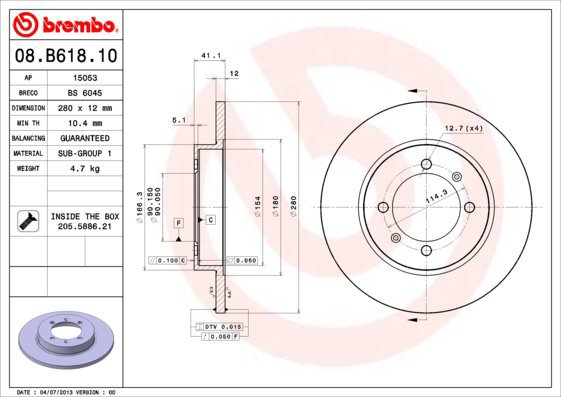 BREMBO brake disc 08. B618.10, set of 2 - Brake Disc