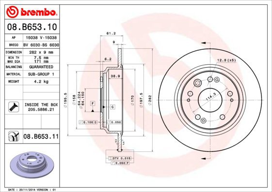 BREMBO brake disc 08. B653.10, set of 2 - Brake Disc