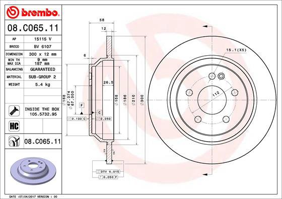BREMBO brake disc 08. C065.11, set of 2 - Brake Disc