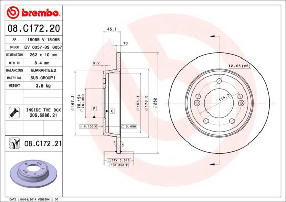 BREMBO brake disc 08. C172.21, set of 2 - Brake Disc