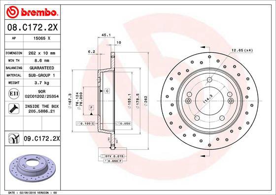 BREMBO brake disc 08. C172.2X, set of 2 - Brake Disc