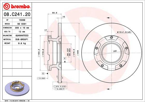 BREMBO brake disc 08. C241.20, set of 2 - Brake Disc