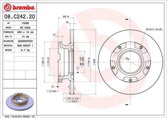 BREMBO brake disc 08. C242.20, set of 2 - Brake Disc