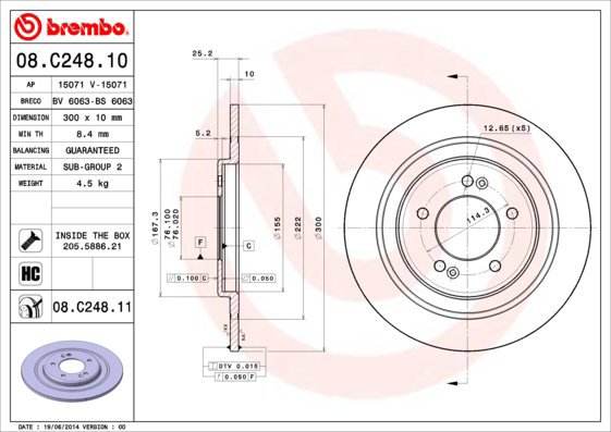 BREMBO brake disc 08. C248.11, set of 2 - Brake Disc