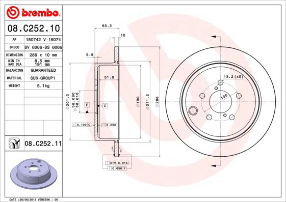 BREMBO brake disc 08. C252.11, set of 2 - Brake Disc