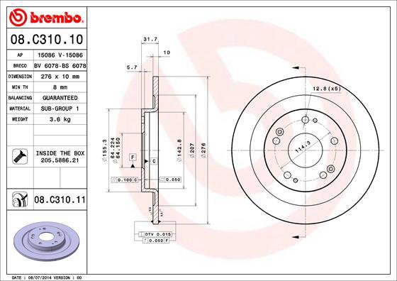 BREMBO brake disc 08. C310.11, set of 2 - Brake Disc
