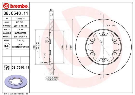 BREMBO brake disc 08. C540.11, set of 2 - Brake Disc