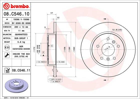 BREMBO brake disc 08. C546.11, set of 2 - Brake Disc