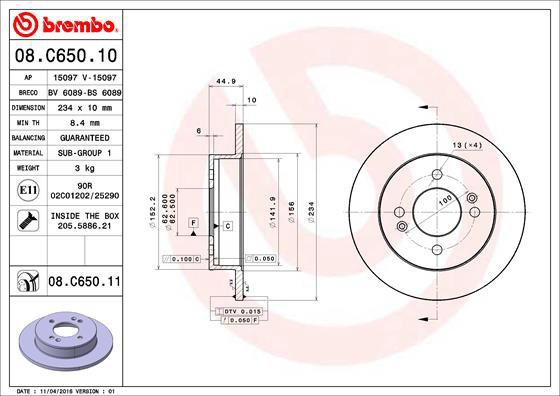 BREMBO brake disc 08. C650.11, set of 2 - Brake Disc
