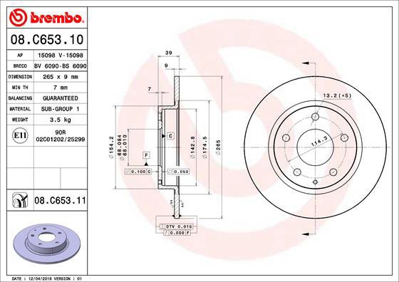 BREMBO brake disc 08. C653.11, set of 2 - Brake Disc