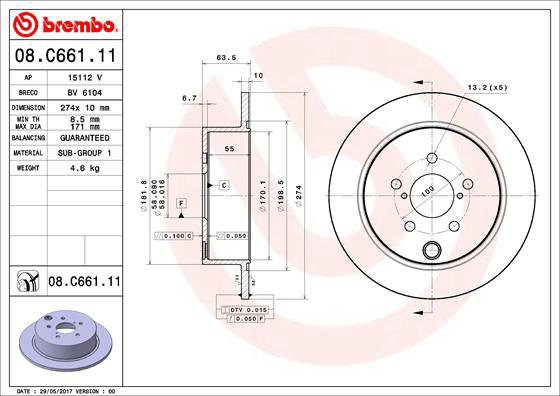 BREMBO brake disc 08. C661.11, set of 2 - Brake Disc
