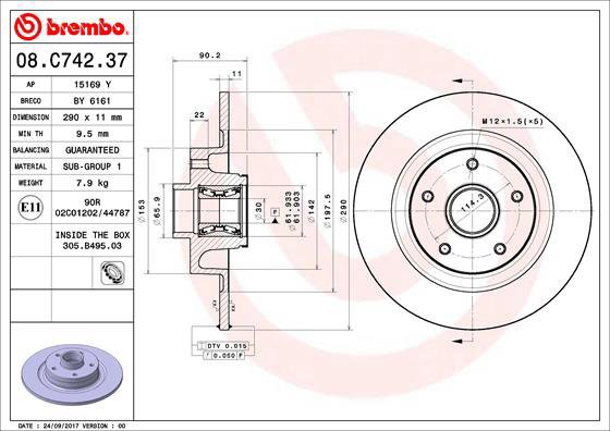 BREMBO brake disc 08. C742.37, set of 2 - Brake Disc
