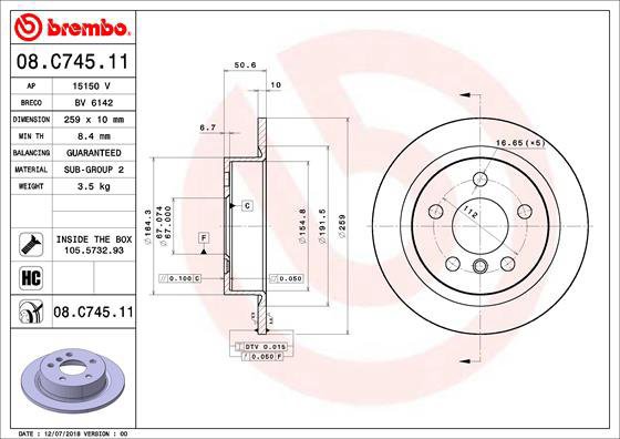 BREMBO brake disc 08. C745.11, set of 2 - Brake Disc