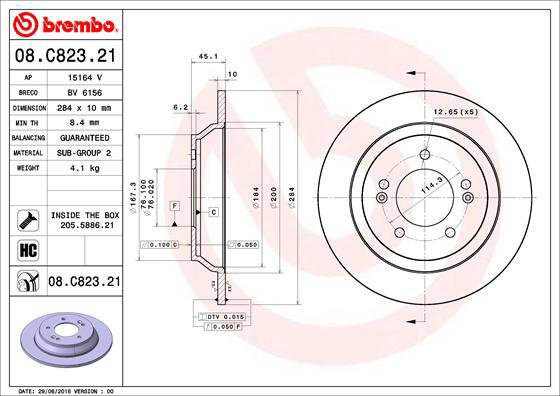 BREMBO brake disc 08. C823.21, set of 2 - Brake Disc