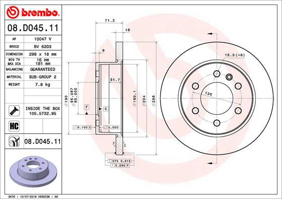 BREMBO brake disc 08. D045.11, set of 2 - Brake Disc