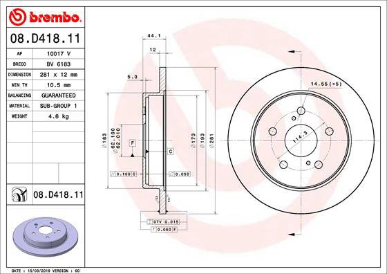 BREMBO brake disc 08. D418.11, set of 2 - Brake Disc