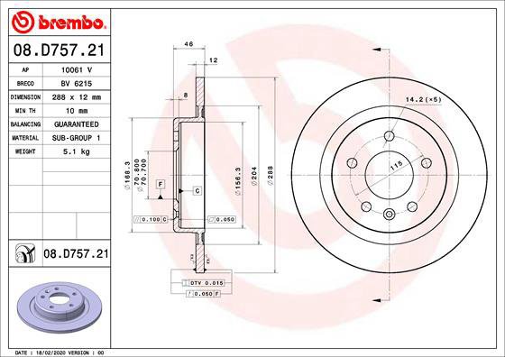 BREMBO brake disc 08. D757.21, set of 2 - Brake Disc