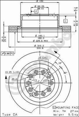 BREMBO brake disc 09.3033.10, set of 2 - Brake Disc