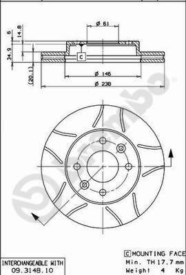 BREMBO brake disc 09.3148.75, set of 2 - Brake Disc