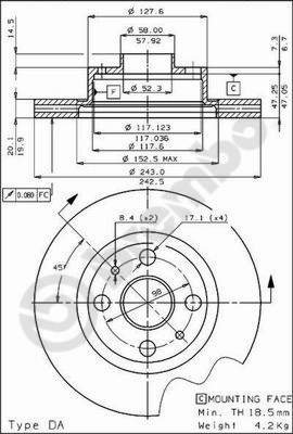 BREMBO brzdový kotouč 09.4289.10, sada 2 ks - Brake Disc