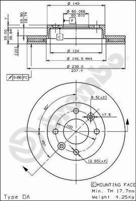 BREMBO brake disc 09.4925.20, set of 2 - Brake Disc