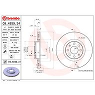 BREMBO brake disc 09.4939.34, set of 2 - Brake Disc