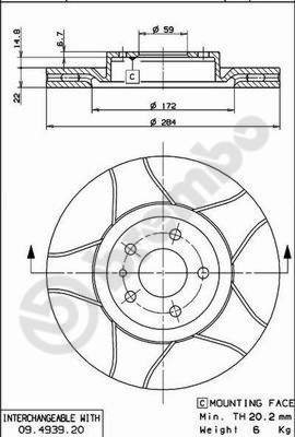 BREMBO brake disc 09.4939.76, set of 2 - Brake Disc