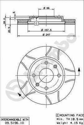 BREMBO brake disc 09.5196.75, set of 2 - Brake Disc
