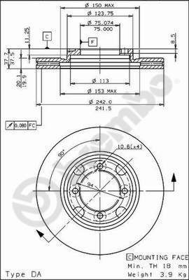 BREMBO brzdový kotouč 09.5654.10, sada 2 ks - Brake Disc