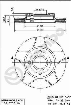 BREMBO brake disc 09.5707.75, set of 2 - Brake Disc