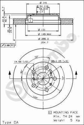 BREMBO brzdový kotouč 09.5712.10, sada 2 ks - Brake Disc