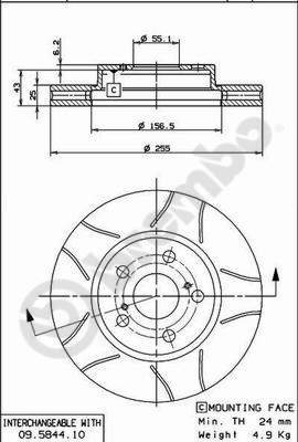 BREMBO brzdový kotouč 09.5844.75, sada 2 ks - Brake Disc