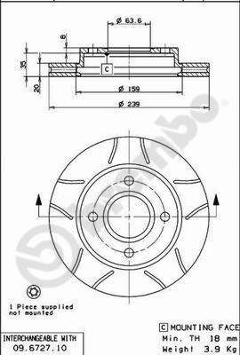 BREMBO brzdový kotouč 09.6727.77, sada 2 ks - Brake Disc