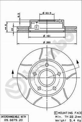 BREMBO brzdový kotouč 09.6879.76, sada 2 ks - Brake Disc