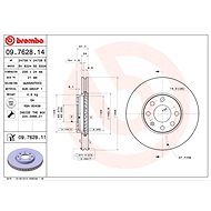 BREMBO brzdový kotouč 09.7628.14, sada 2 ks - Brake Disc