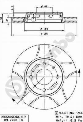 BREMBO brzdový kotouč 09.7720.75, sada 2 ks - Brake Disc