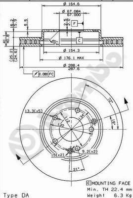 BREMBO brzdový kotouč 09.8411.10, sada 2 ks - Brake Disc