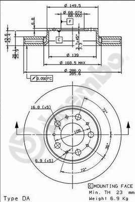 BREMBO brake disc 09.8633.75, set of 2 - Brake Disc